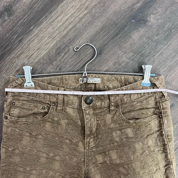 Free People Olive Green Victorian/Gothic Patterned Ankle Jeans - Picture 11 of 15